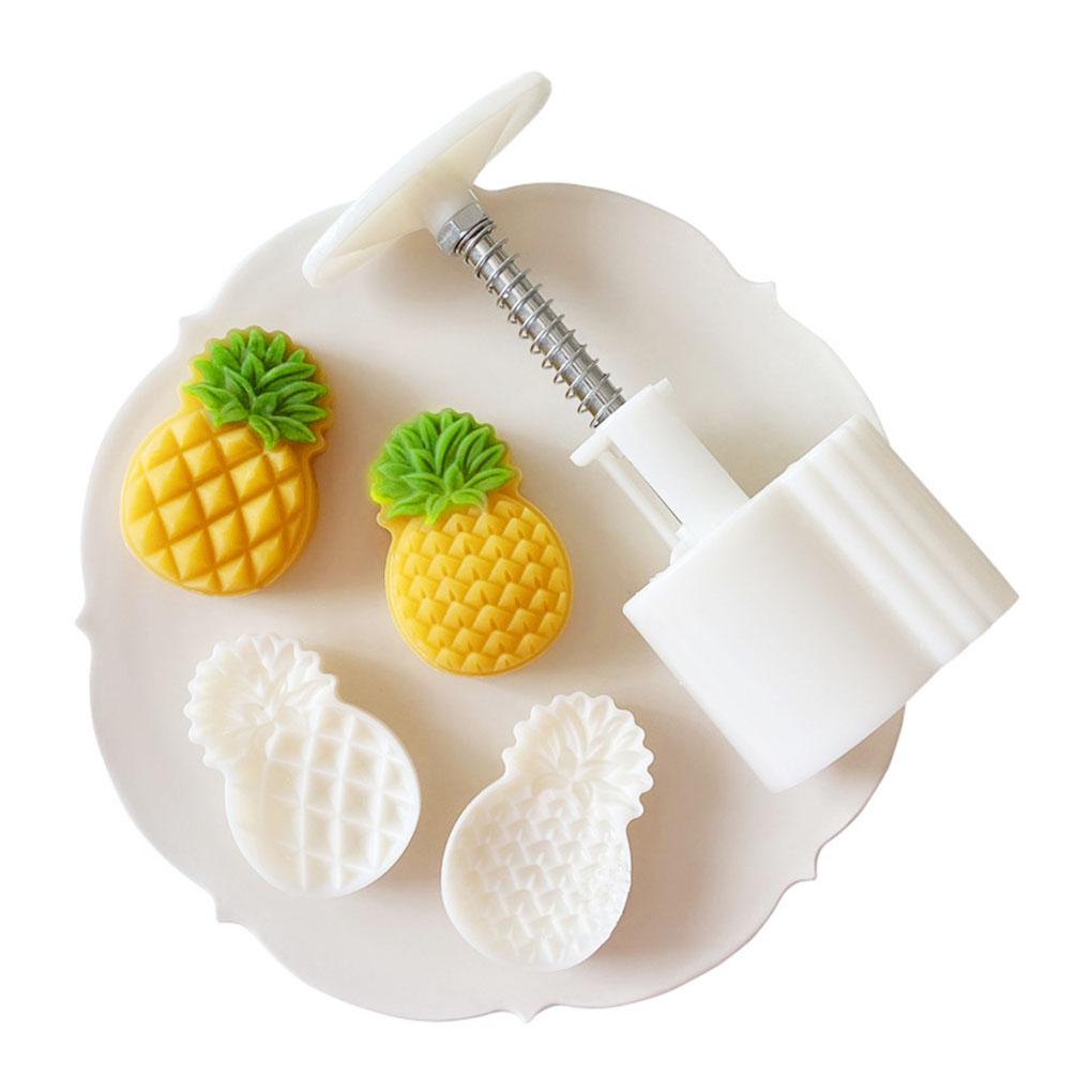 Cetakan Mooncake 2perangko Nanas Adjustable Hand Press Moon Cake Pastry Handheld Snack Mold Mid-Autumn Festival Bakeware