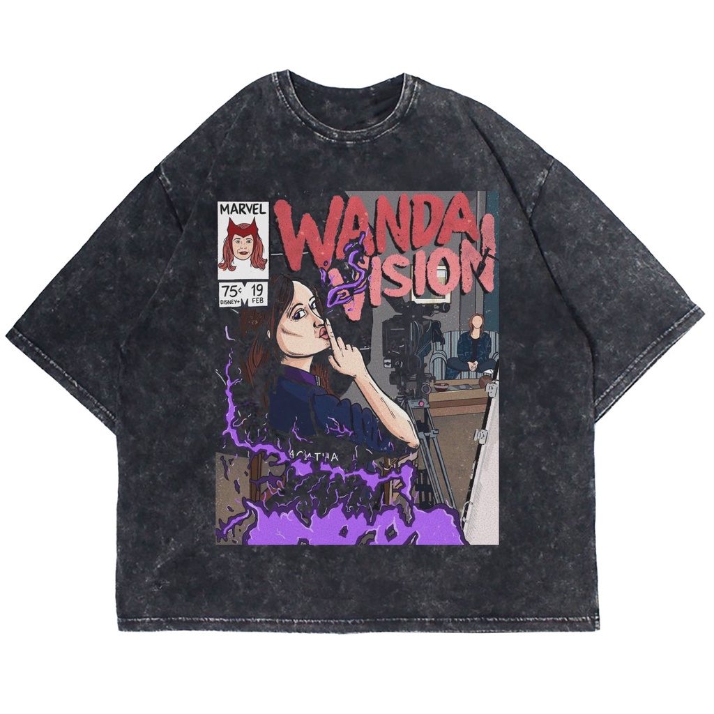 KAOS OVERSIZE WANDA VISION STAR HEROES WASHING VINTAGE TEE (T-SHIRT OVERSIZE WASHED)