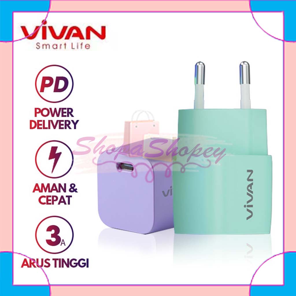 Charger Fast Charging 20W VIVAN VPN20 3A Type-C (PD) Multi Protection - Garansi Resmi 1 Tahun