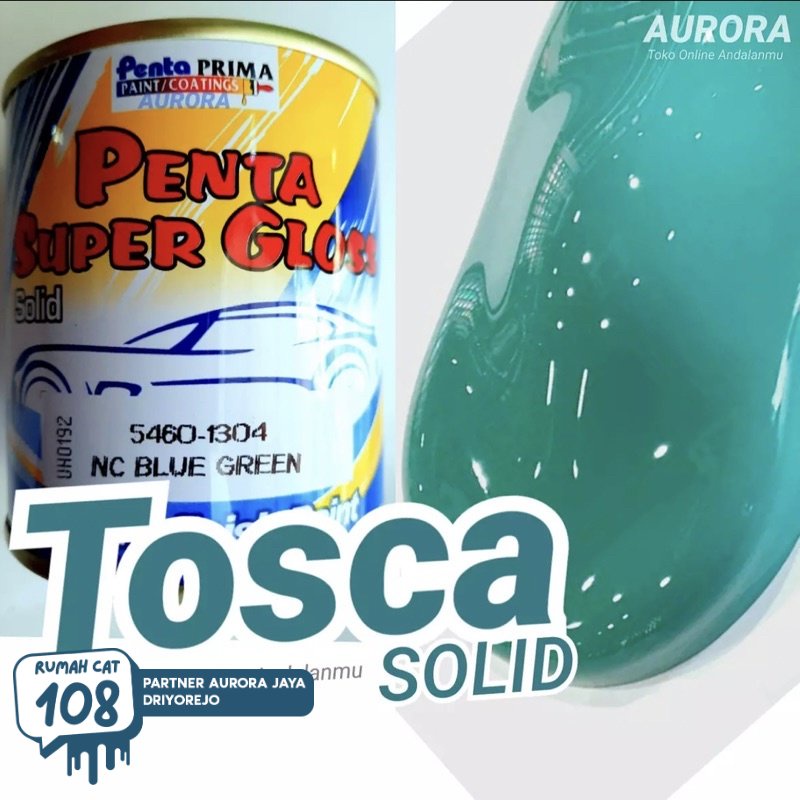 

Cat Penta Super Gloss NC Blue Green 200ml Tosca Solid Gloss / Toska Mengkilap Hijau Biru Motor Mobil Sepeda Duco Duko Diko Semprot