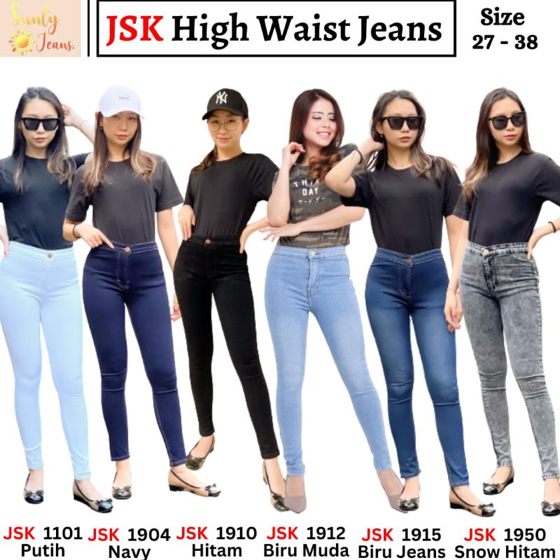 Celana Wanita Highwaist Jeans.Polos Trendy Gaul Jumbo Big Size Wanita Cewek.JSK Jeans
