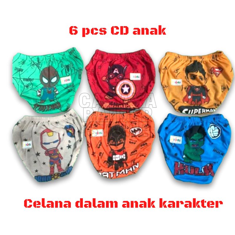 Celana dalam anak laki-laki karakter isi 6 pcs