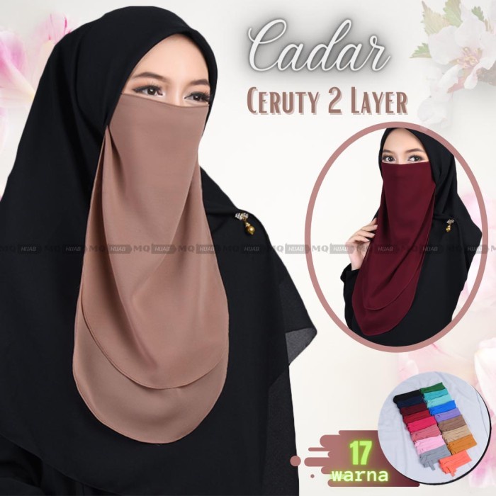 niqab tali 2 layer bahan premium