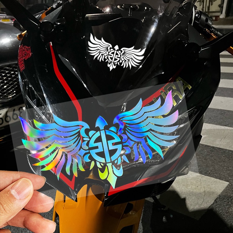 Logo Emblem Sepeda Motor Lencana Lencana Logo Sayap Stiker Reflektif Fairing Kepala Helm Dekoratif Modifikasi Decal Untuk Kawasaki