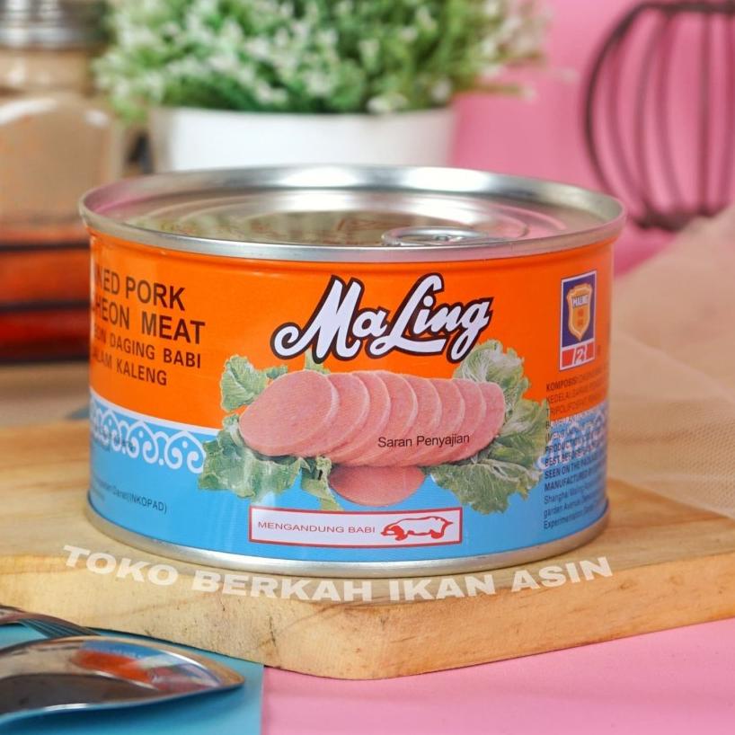 

Kode3u8Ti--MA LING Canned Pork / Daging Babi Maling Luncheon Meat - TTS 397 GRAM - BESAR