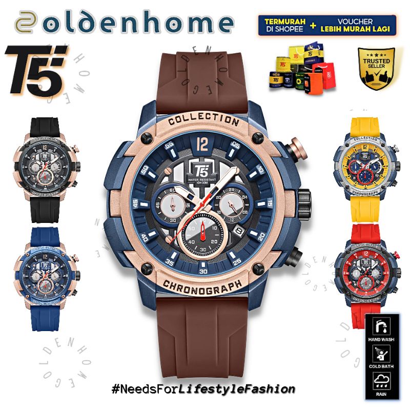 JAM TANGAN PRIA T5 H3926 H3926G 3926 JAM T5 ORIGINAL 100% CHRONOGRAPH TAHAN AIR BERGARANSI FREE TIN 