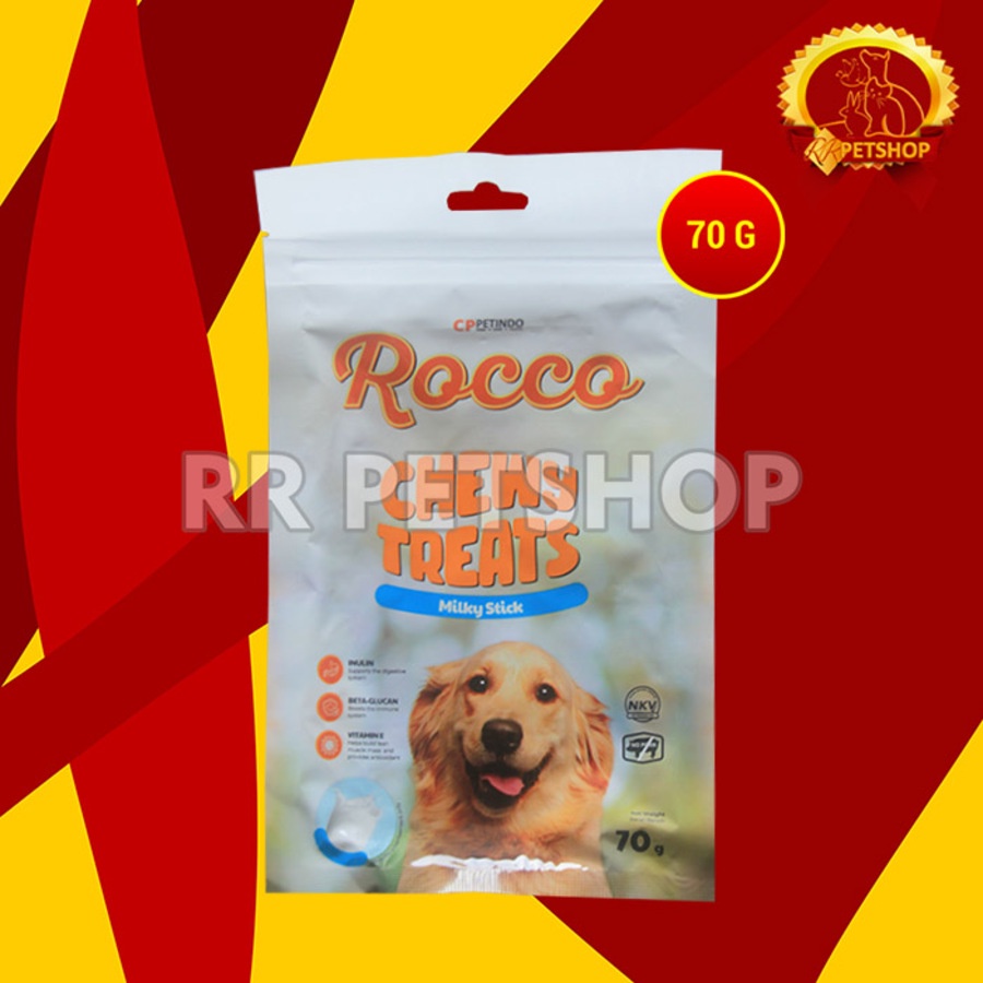 Snack Makanan Anjing Rocco Chew Dog treats Non Meat Jerky Jerhigh 70Gr