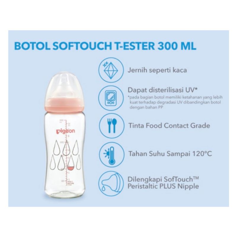 Pigeon Botol T-Ester Wide Neck P-Plus Nipple / Botol Susu Anak