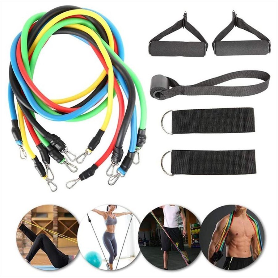 Pull Rope Fitness 11pcs Tali Resistance Band Pilates Yoga Gym Door