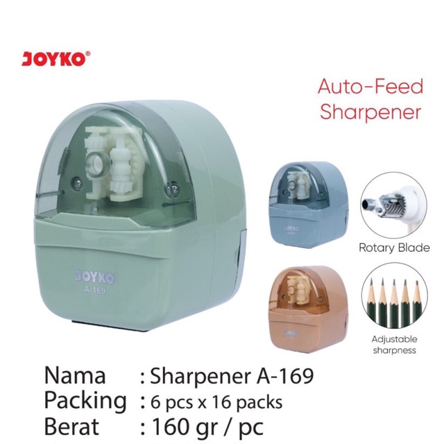 

( 1 pcs ) Rautan Meja A169 / Kerukan Pencil / Sharpener / Serutan Putar / Peruncing A-169 / Asahan Duduk Auto Feed Joyko