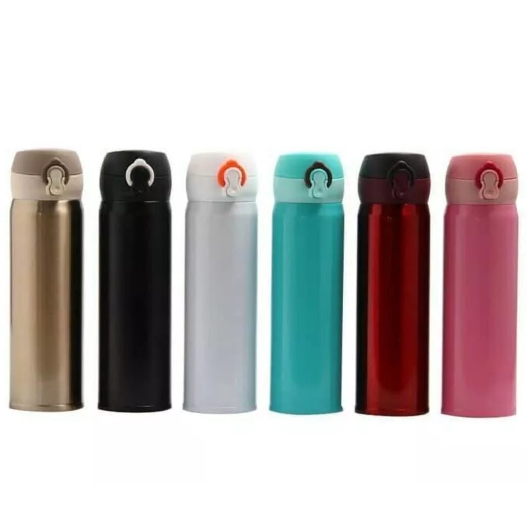 Termos Air Panas 500ml Model kancing stainless Steel-Thermos Kecil Termos Mini Vacuum Clip On Bahan Stenlis Anti Karat-Tumbler stenlis Air Panas Dan Dingin Kuat Tahan Lama-Termos Model Kancing Smart Lock Opener Tahan 24 Jam