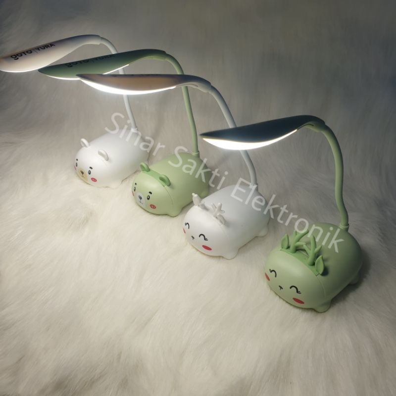 Lampu Meja Belajar Baca Karakter Anak Cas Led Charge Portable LED Mini