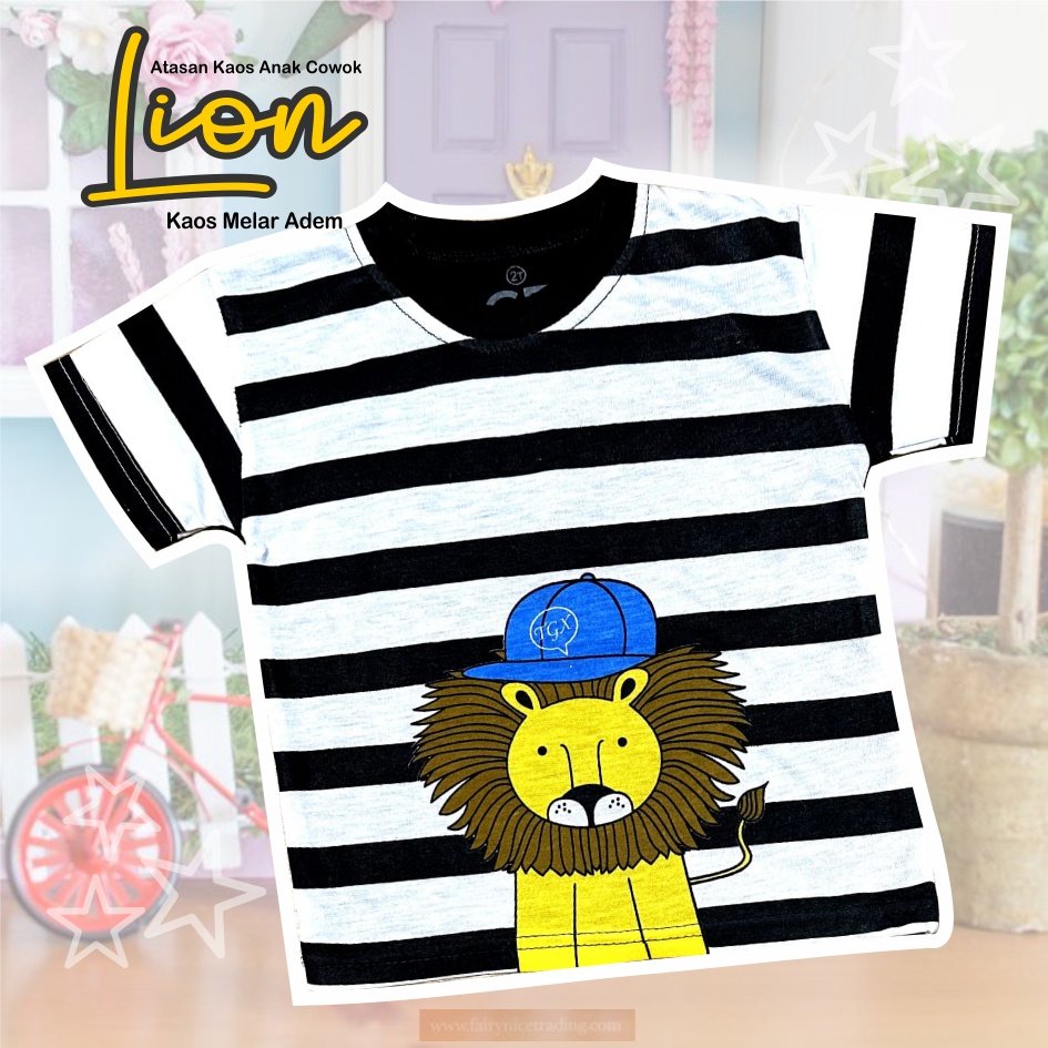 Atasan Kaos Murah Anak Laki-laki Salur Lion CF Kids