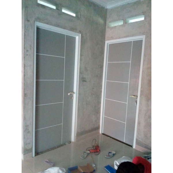 Gratis ongkir Demak Pintu Angzdoor HDF Groove HoneyComb Finish Cat Ukuran Custom
