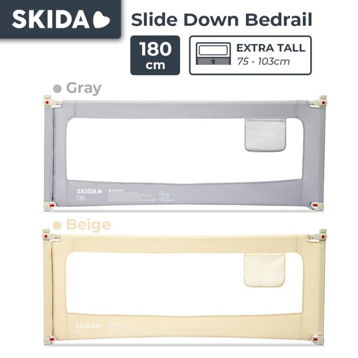 Pengaman Skida 180Cm Extra Tall Bedrail Pagar Ranjang Kasur Bayi Bed Guard Rail