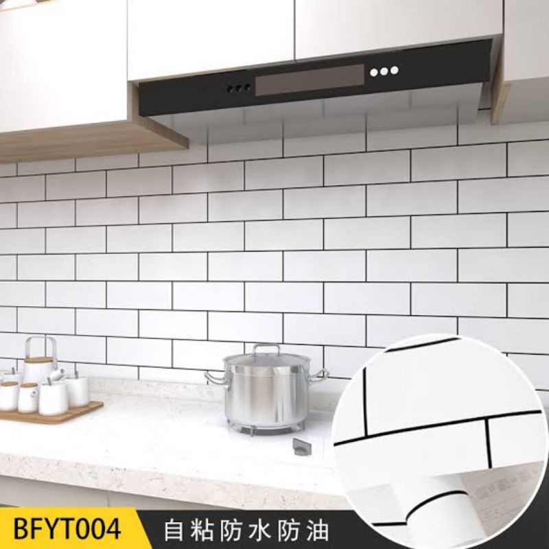 Wallpaper Dapur Stiker Tahan Panas Lapisan Alumunium foil, Uk 3M x 60 cm Motif Marmer Hitam, Marmer