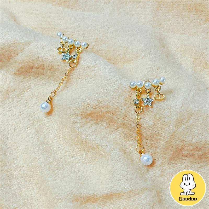 Anting Stud Rumbai Mutiara Bentuk Bintang Untuk Wanita -Doo