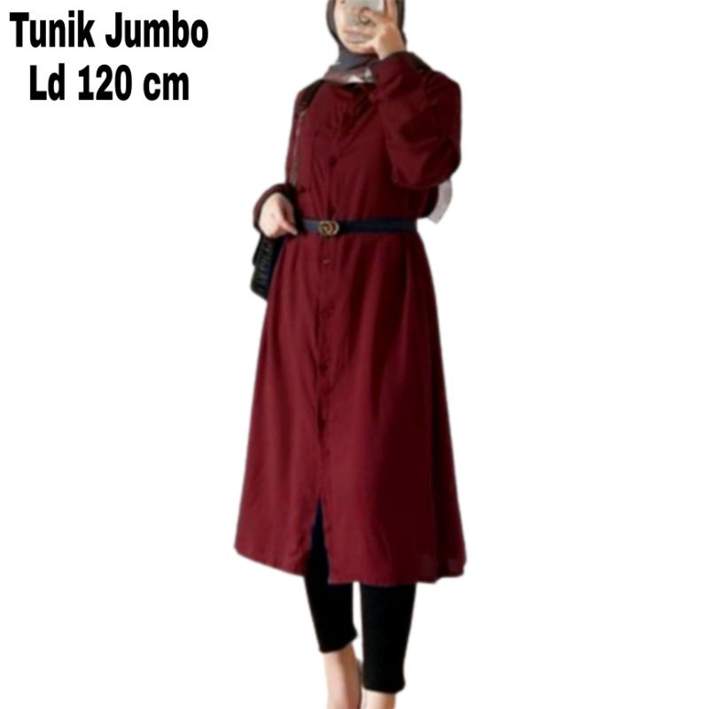 Baju Tunik Jumbo Ld 120 cm Busui Bumil Bahan Moscrepe Atasan Oversize Kemeja Tunik Wanita Dewasa Big Size Terbaru 2023 Kekinian Murah qila