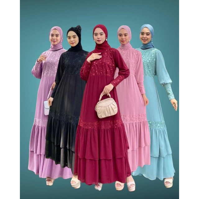 PB Prilly Busana - KHINZANA DRESS MALAYSIA TILE BORDIR - GAMIS MALAYSIA - GAMIS TILE BORDIR MALAYSIA - DRESS PESTA