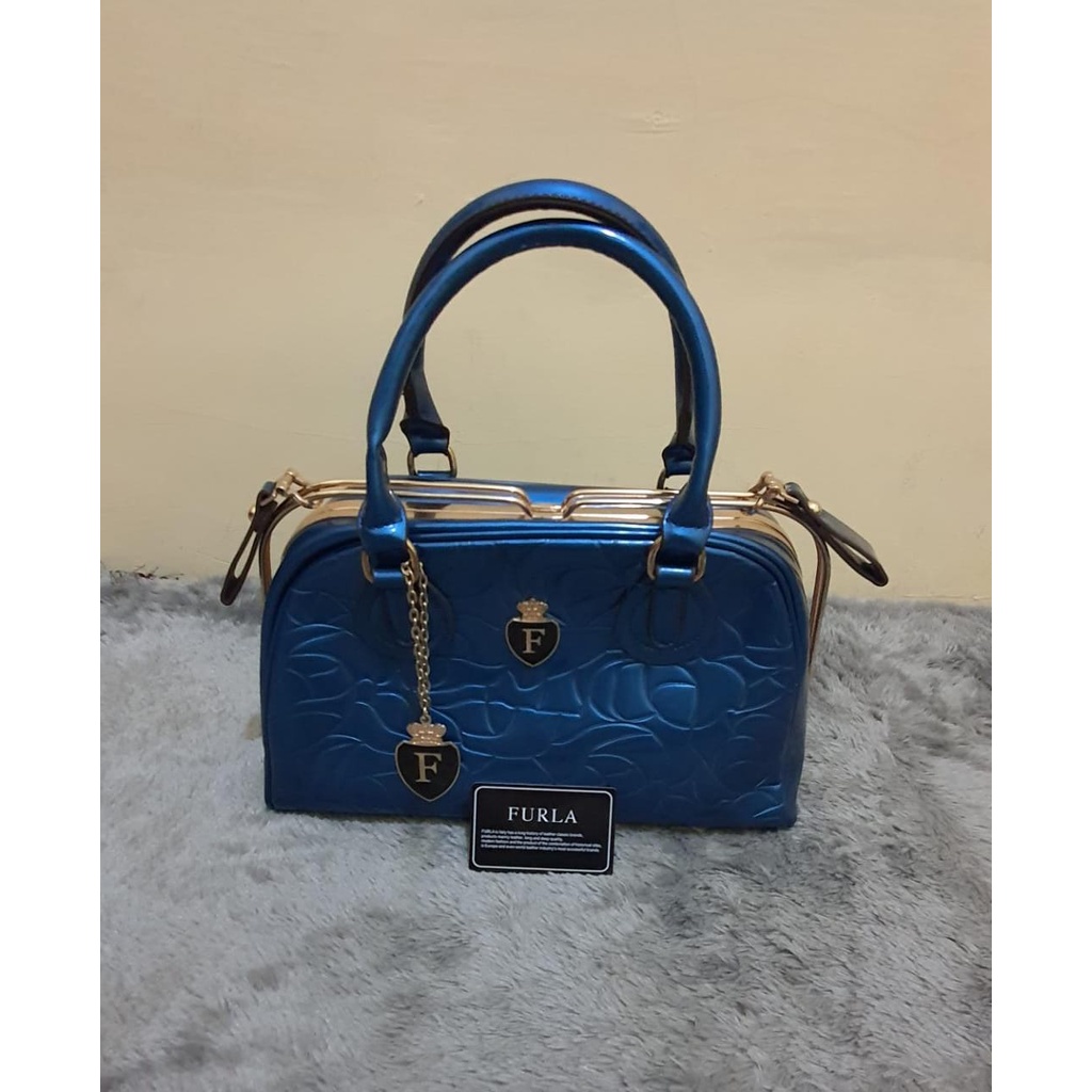 TAS TOTE DAILY WANITA FURLA CANDY BAG NAVY ORIGINAL 100% / TAS BAHU FURLA