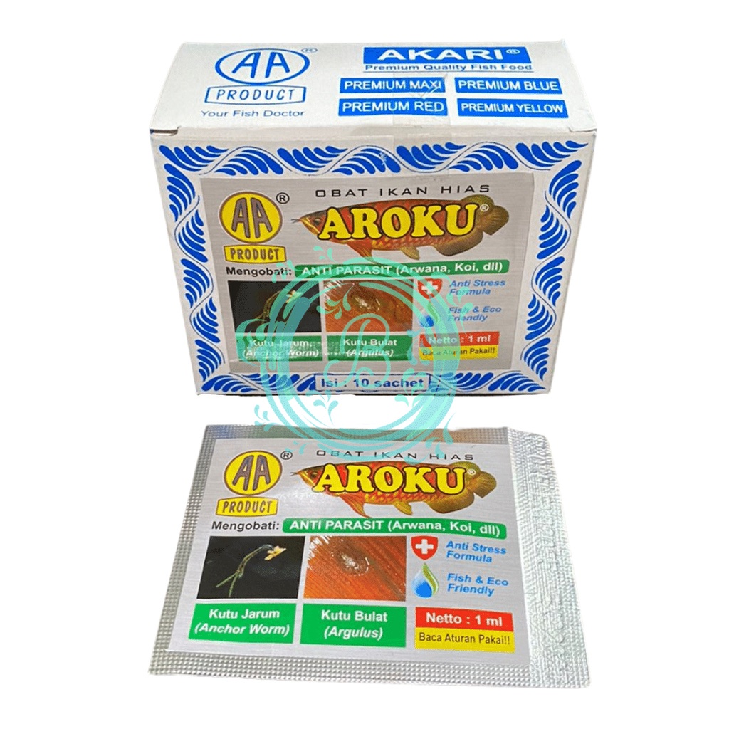 Aroku 1ml AA Product Akari Obat Ikan Hias Anti Parasit Kutu Jarum Bulat Koi Koki Arwana Arowana