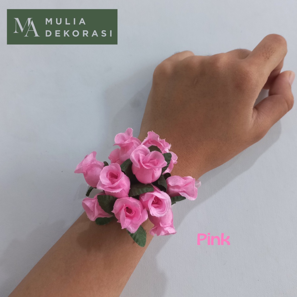 Gelang Bunga Tangan Bridesmaid Korsase Pengiring Pengantin Hand Corsage Bridesmaid