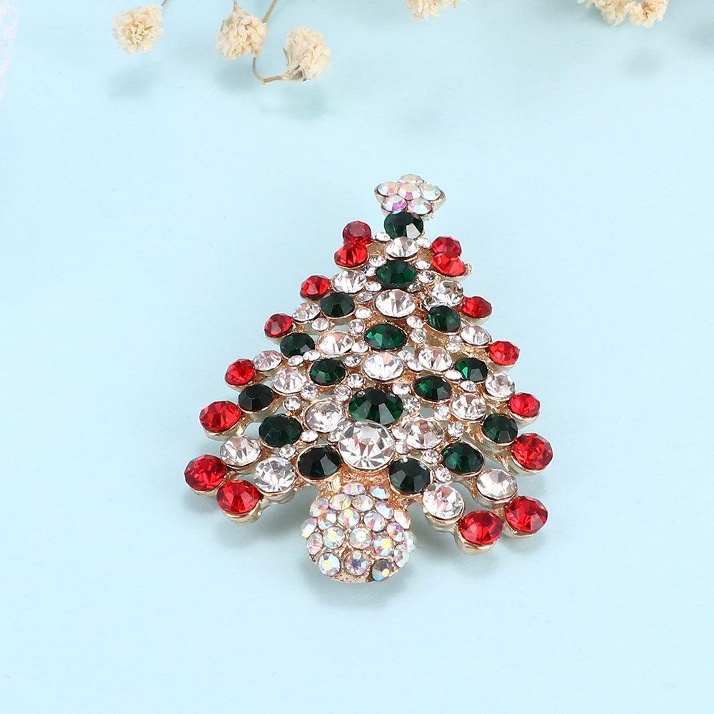 Agustinina Pohon Natal Bros Wanita Hadiah Khusus Berlian Imitasi Alloy Kristal Bros Hadiah
