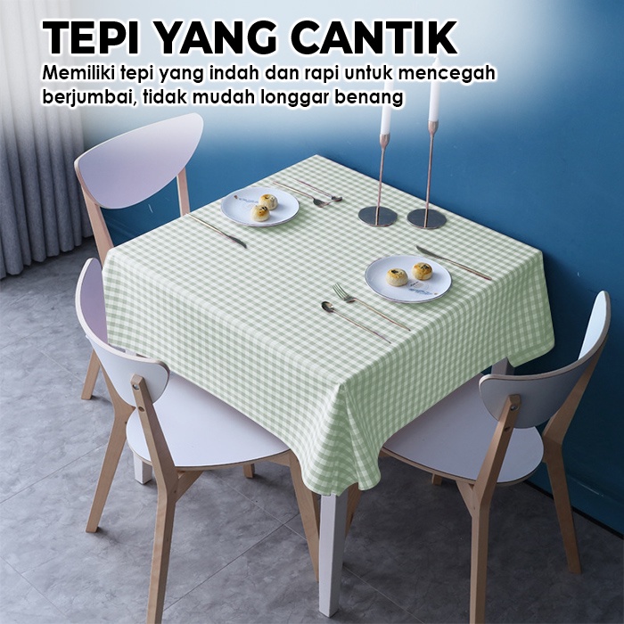 Lodoestar  -  Taplak Meja Makan Motif Kotak Kotak Ukuran 137cmx100cm Bahan PEVA - D15-3D