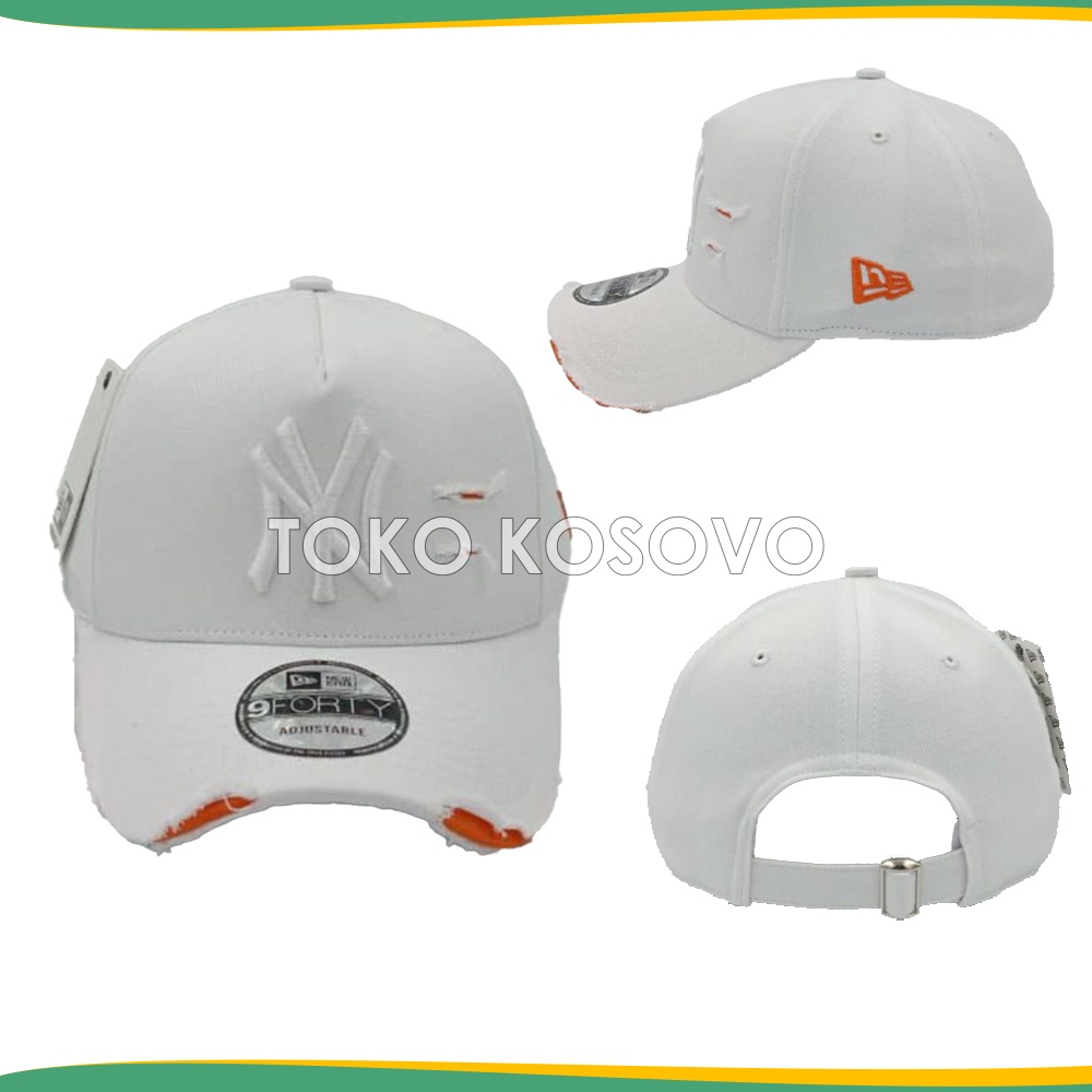 Topi Baseball Hat Damage Ripped Sobek NY New York Yankees , Topi Bisbol MLB NBA Cap Loreng Camo, Biru Hitam Pria Dewasa Ori Distro NYC, YN Murah Premium Import 100% Anak Laki Wanita Unisex Bordir Polos Besball Bassball Basball Basseball Hip Hop Snapback