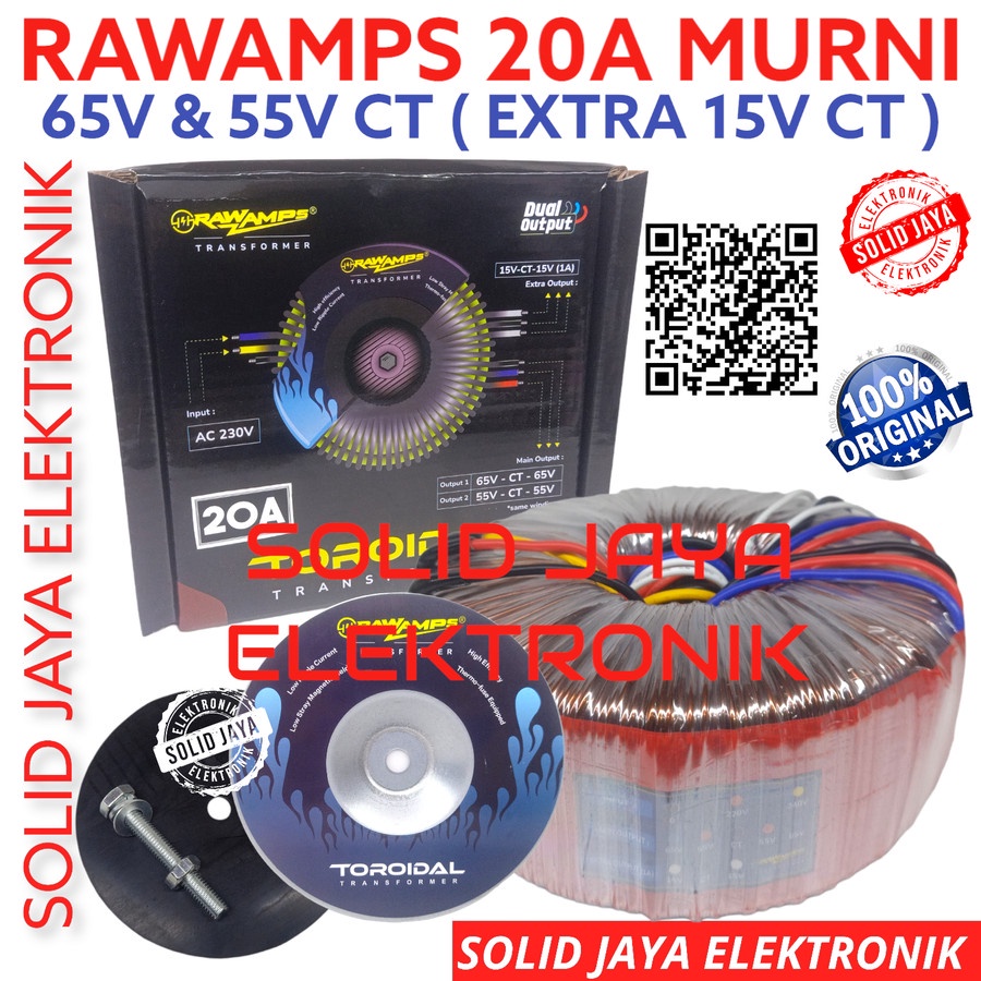 TRAFO DONAT 20A 65V 55V CT RAWAMPS TRAVO TOROID TOROIDAL TRANSFORMER RAW AMPS 20 AMPER CT 65 55 V VO