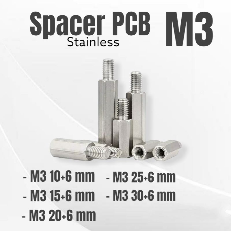 SPACER KAKI PCB M3 STAINLESS PENYANGGA DUDUKAN PCB M3 STAINLESS