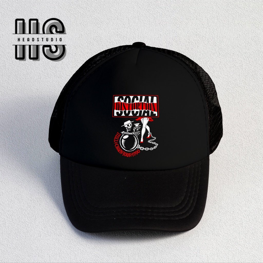 Social Distortion | Trucker Hat Best Seller | Topi Pria | Topi | Trucker | Topi Band | Baseball | Band | Topi Jaring | Topi Sablon | Head Studio