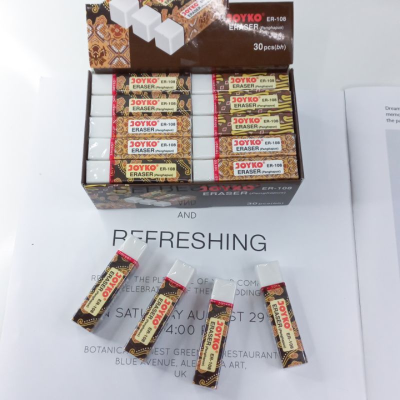 

Stip Karet Penghapus Pensil Putih Joyko Isi 6Pcs Eraser