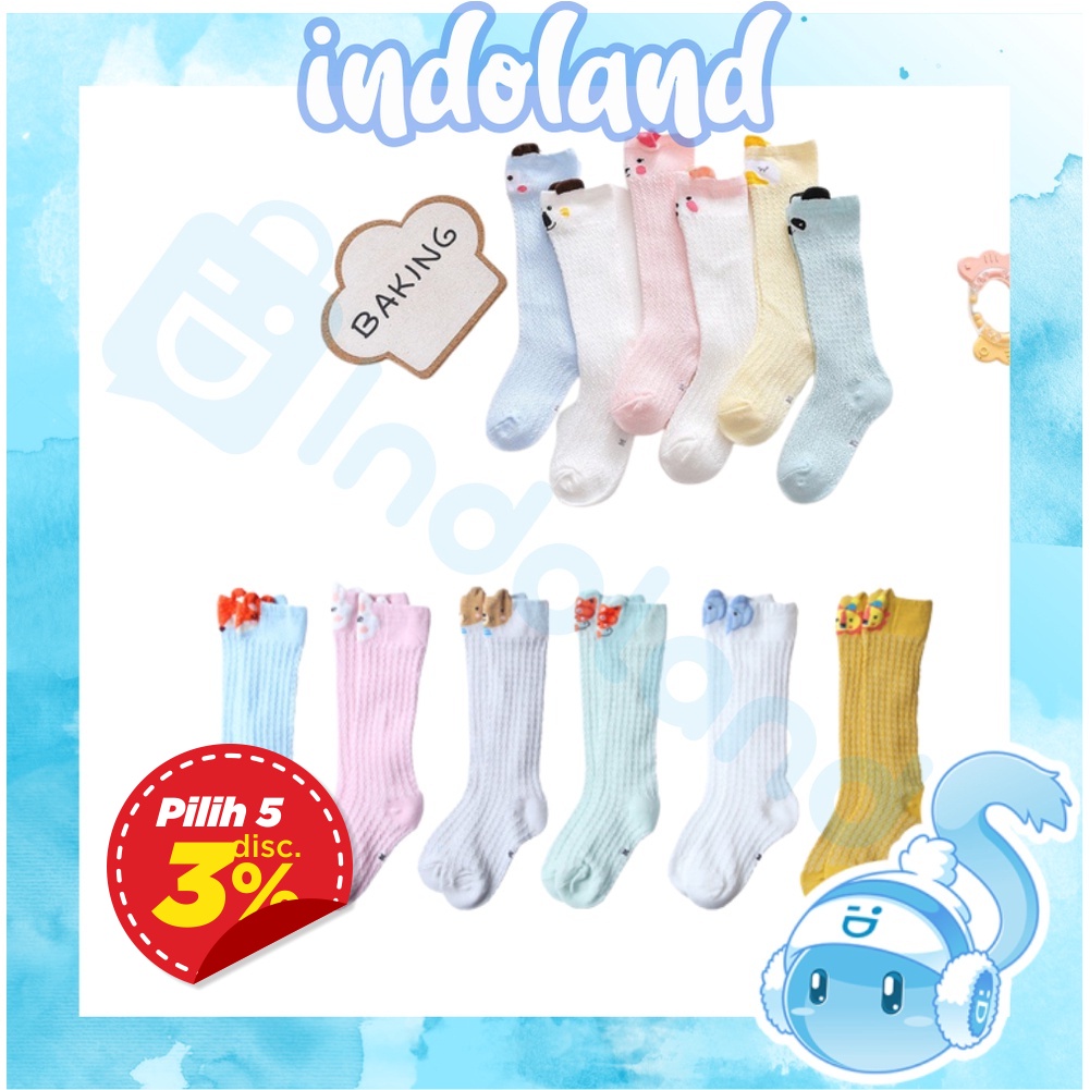 ☀ INDOLAND ☀ R305 Kaos Kaki Jaring Panjang Karakter Lucu Hewan Anak Bayi Motif Baby Socks Kids