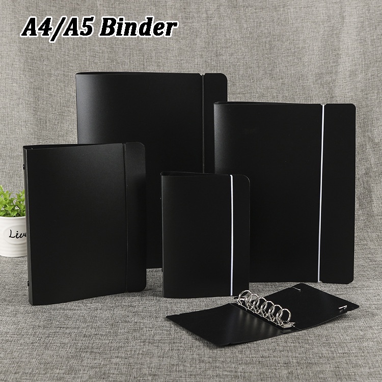 Susi-a4 / A5 Cover Buku Catatan / Diary 6 Lubang Bahan PP Warna Hitam