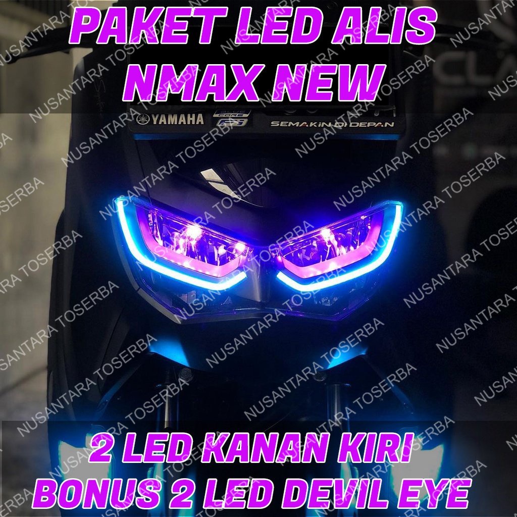LAMPU ALIS DRL NMAX NEW BONUS DEMON EYE SIAP PAKAI LAMPU ALIS DRL BONUS DEVIL EYES ALL NEW NMAX 2020