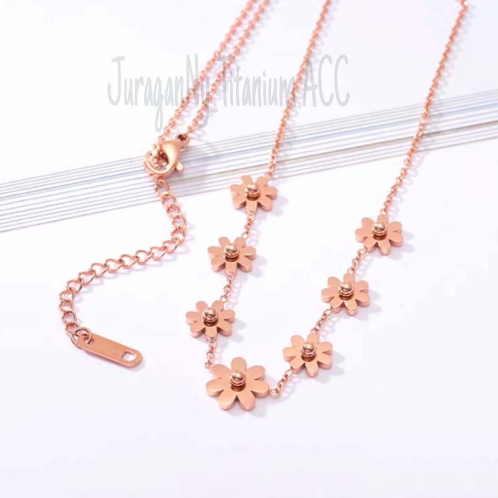 KALUNG TITANIUM BUNGA DAISY MEWAH ANTI KARAT&amp;ANTI LUNTUR