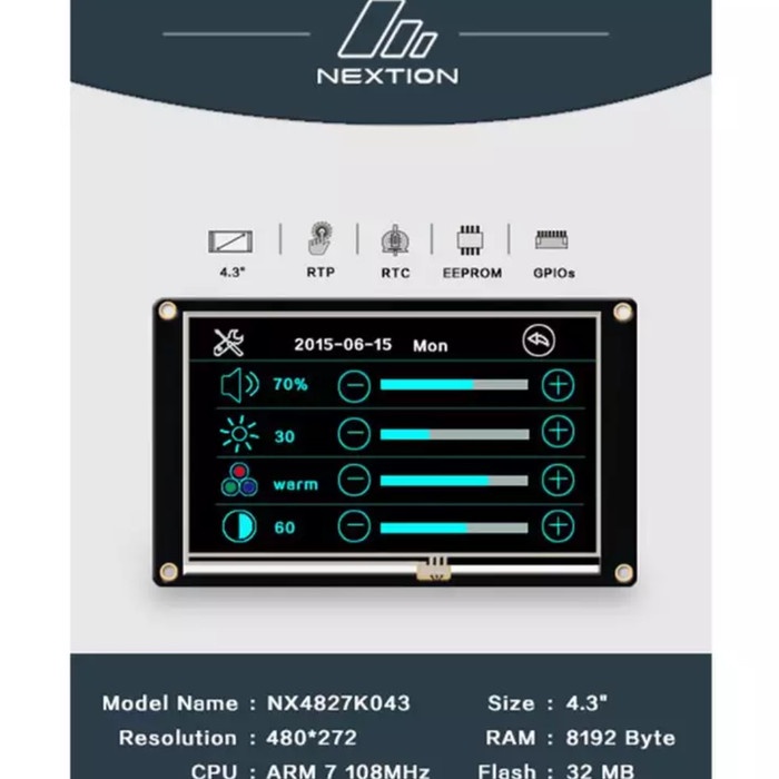 Nextion Enhanced NX4827K043 - 4.3'' HMI LCD Touchscreen Serial USART