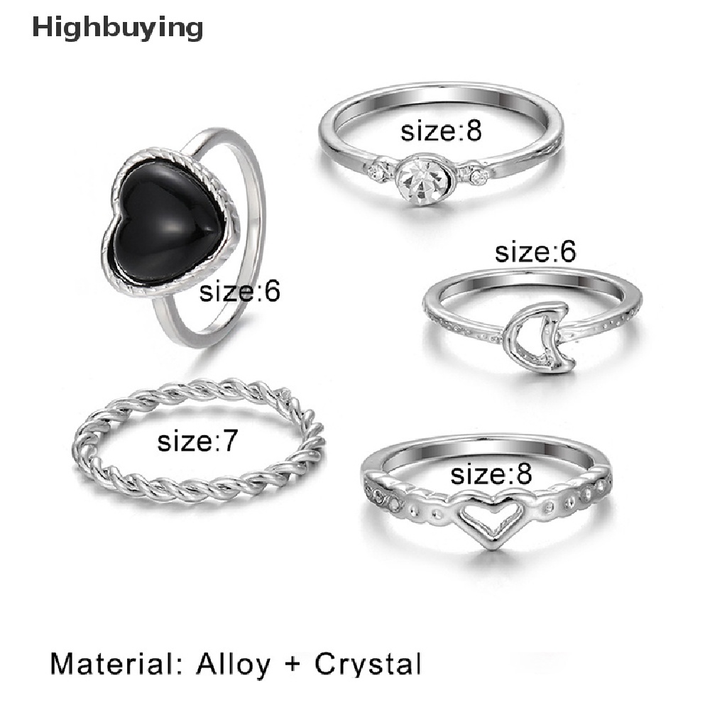 5pcs / Set Cincin Knuckle Bentuk Hati Untuk Wanita Glory