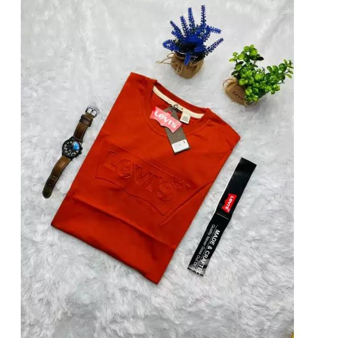 Ready kaos levis import - kaos levis embos huruf timbul - baju kaos levis pria original - derikha_sh