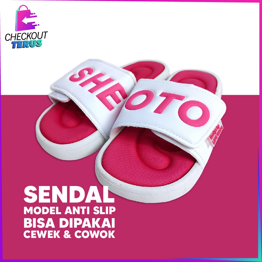 CT S54 Sandal Rumah Flat Flip Flop Korea Import Karet Elastis Wanita Pria Unisex Sendal Perekat Selop Slip On