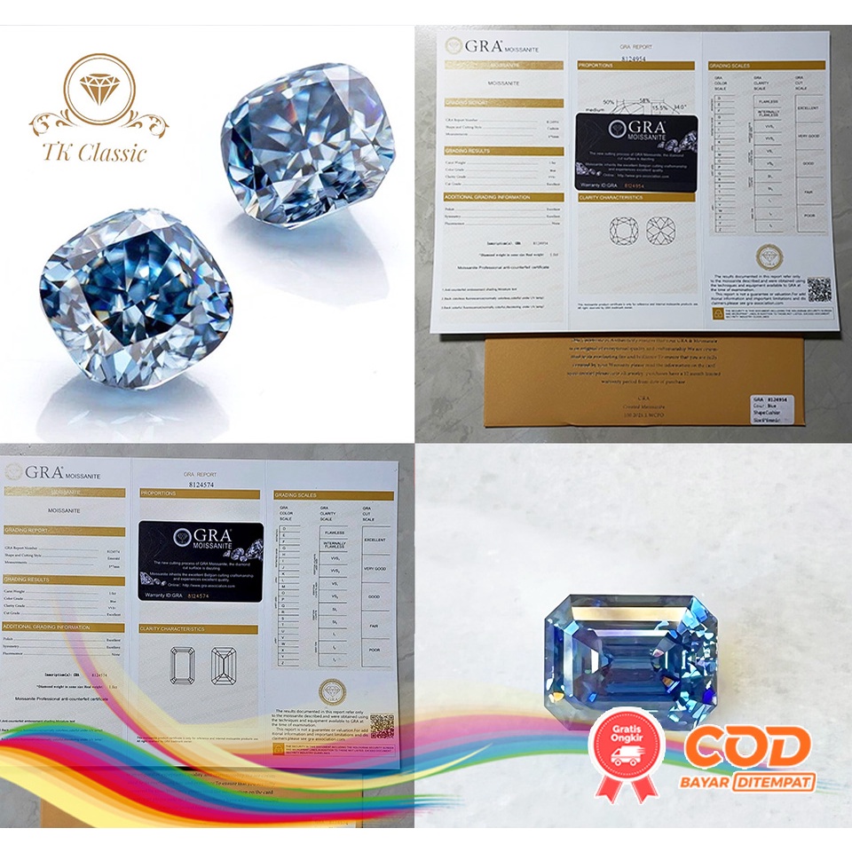 Berlian Moissanite Ready Stock GRA sertifikat Moissanite D Color