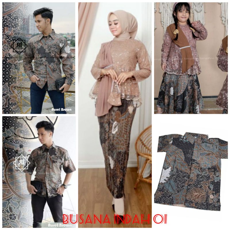 COUPLE BATIK KEBAYA SLENDANG / SARIMBIT KELUARGA BATIK MOTIF AUREL MOCCA