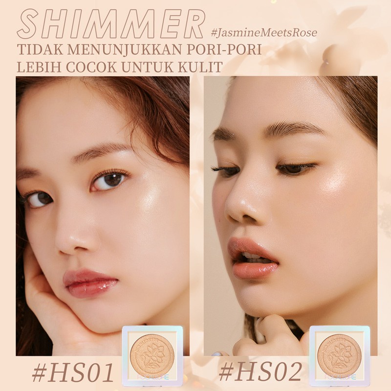 FOCALLURE #JasmineMeetsRose Make Up Blush On Cheek Lit Pressed Blush Blusher Face Highlighter Glitter Glow Bedak FA234