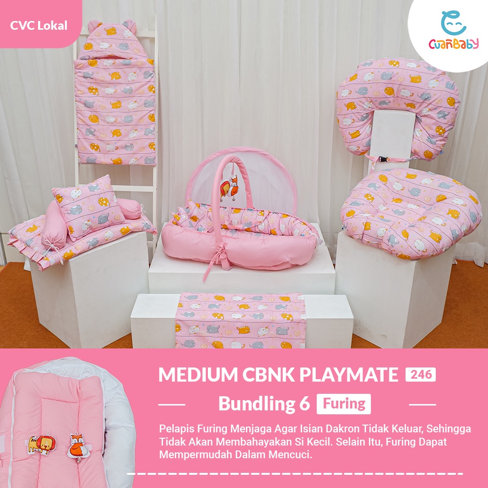 Kasur Bayi Playmate Paket Lengkap Motif Cat Day Pink Mix Polos Pink By Cuan Baby MEDIUM CBNK PLAYMAT