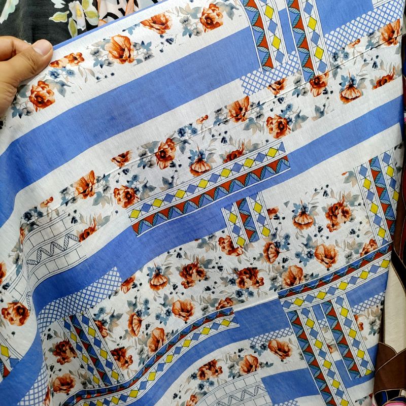 kain katun silky motif ck 15  - bahan kain mukena - kain katun silki - bahan kain meteran silky moti