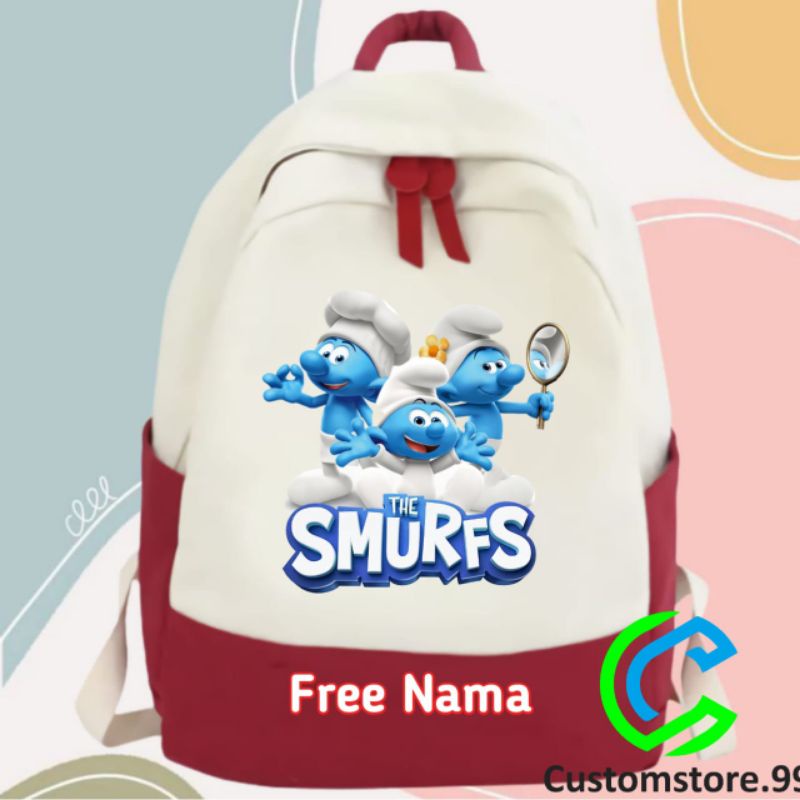 TAS RANSEL ANAK THE SMURFS TERBARU FREE NAMA