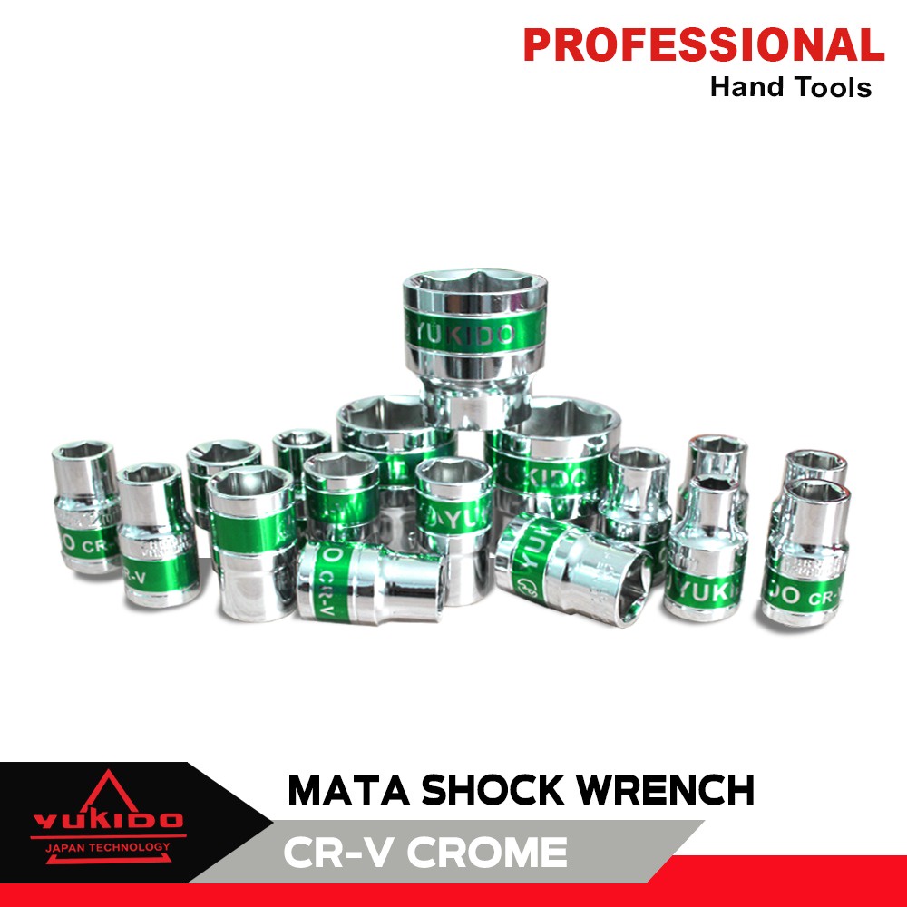 Mata Sock Shock 1/2 Inch YUKIDO Chrome Vanadium - Kunci Sok Pilih Ukuran 8 - 32 mm spt tekiro/tools