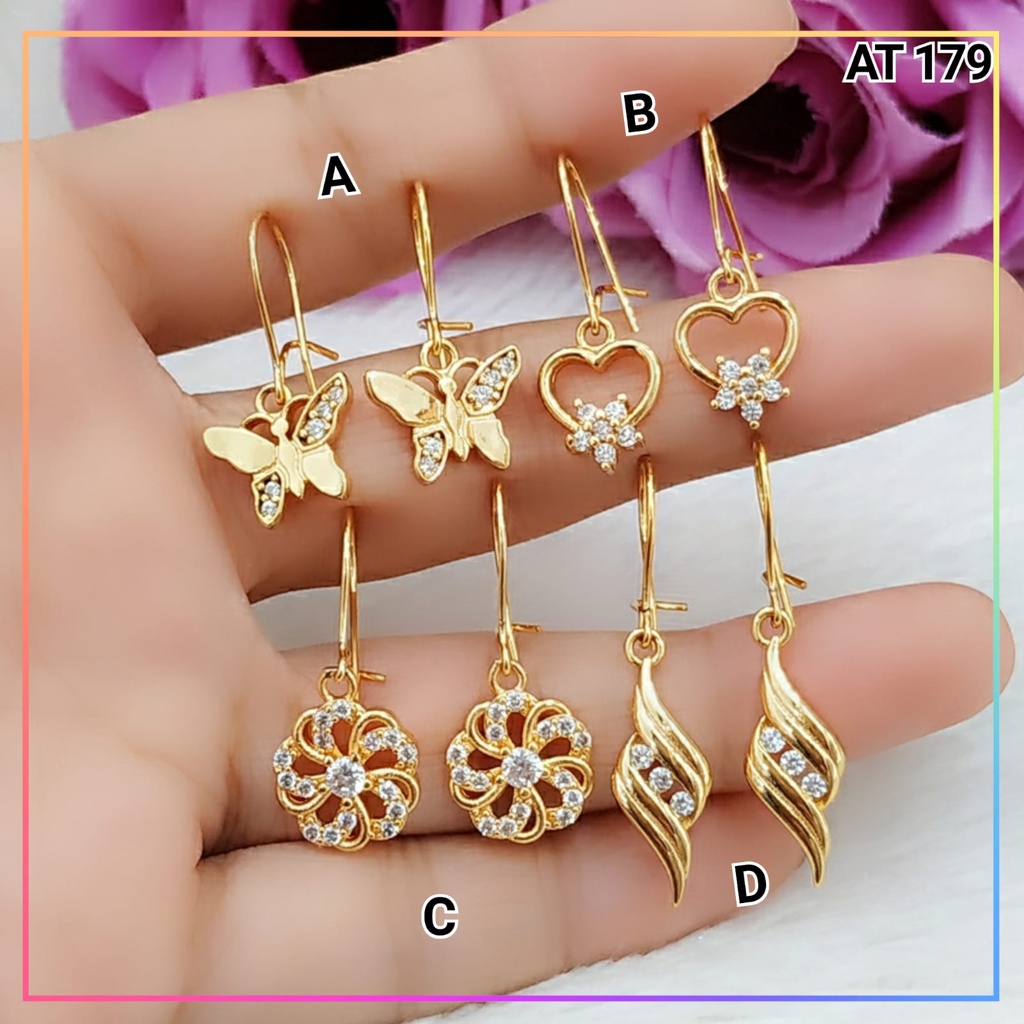 Anting Xuping Anting Dewasa Kait kupu permata zircon perhiasan lapis emas gold AT 179