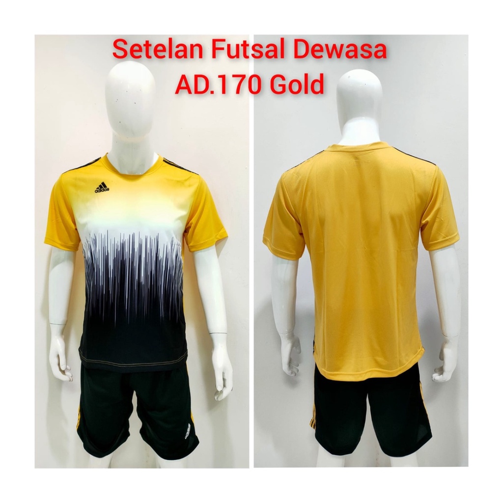 jersey futsal pria kaos sepak bola baju dan celana setelan wanita dewasa t-shirt outfit seragam jarsey kostum olahraga pakaian apparel print sport jersy soccer casual jersi suit AD170 gold